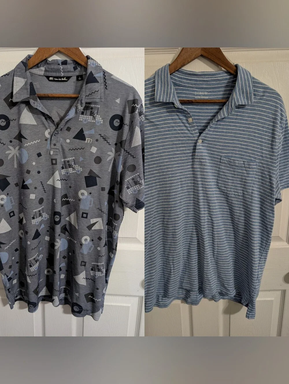J. Crew Mens Polo Lot of 2 Travis Mathew Blue Short Sleeve Golf Tops Size Large